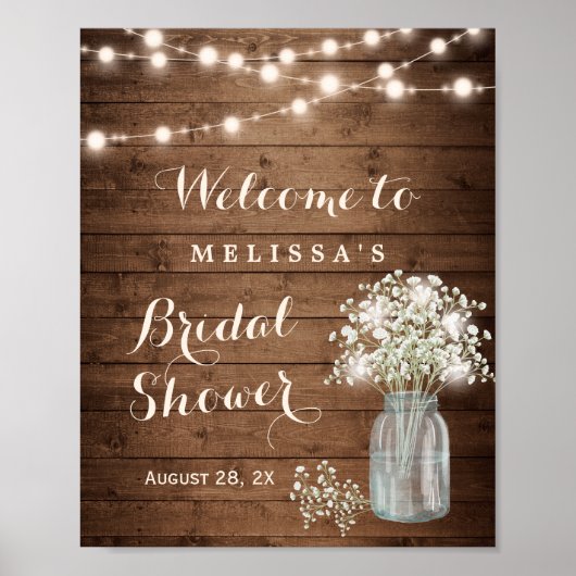 Rustieke Baby's Breath Slingers Bruidsfeestverlich Poster (Voorkant)