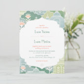 Rustieke Baho Bloemen  Patroon Bruiloft Kaart (Staand voorkant)