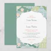 Rustieke Baho Bloemen  Patroon Bruiloft Kaart (Voorkant / Achterkant)