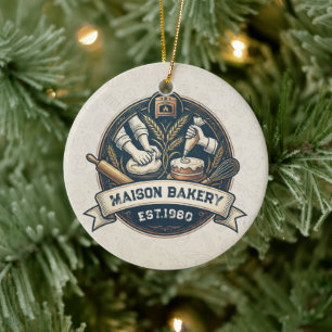 Rustieke Bakkerij Winkel Gebak Dessert Zoete Taart Keramisch Ornament
