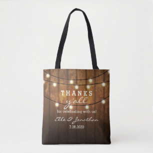 Rustieke Barn Wood Country Wedding Bedankt Y'All Draagtas