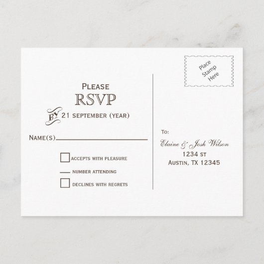 Rustieke Barnwood herfst bruiloft RSVP Uitnodiging Briefkaart (Achterkant)