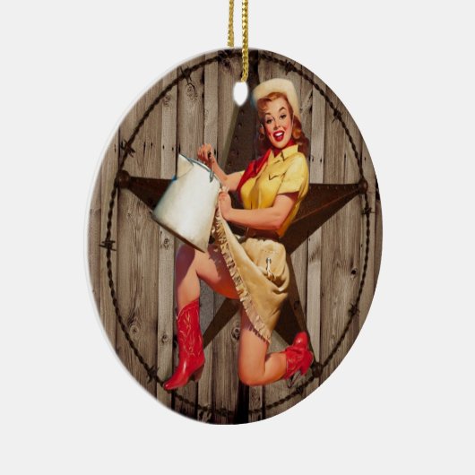 rustieke BarnWood texas ster western land cowgirl Keramisch Ornament (Rechts)