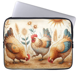 Rustieke Barnyard Chickens Boho Laptop Mouw Laptop Sleeve