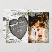 Rustieke bast houten hart Eucalyptus groen Feestdagenkaart (Voorkant / Achterkant)