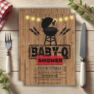 Rustieke BBQ-Baby Grill Baby shower Kaart