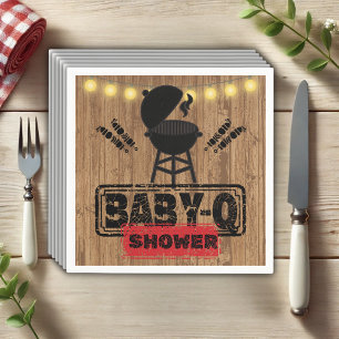 Rustieke BBQ-Baby Grill Baby Shower Servet
