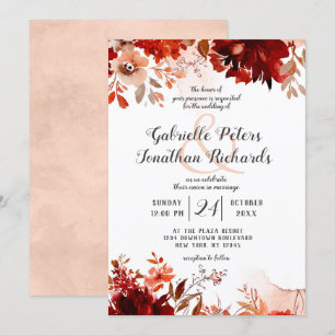 Rustieke Beauty Floral Drop Waterverf Bruiloft Kaart