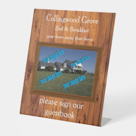Rustieke Bed & Breakfast 🌿 Guestbook Reclamebord Met Voetstuk