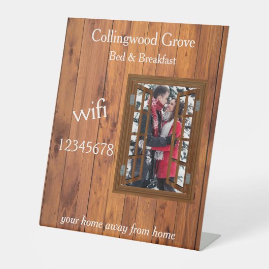 Rustieke Bed & Breakfast 🌿 Wifi Info Reclamebord Met Voetstuk (Voorkant)