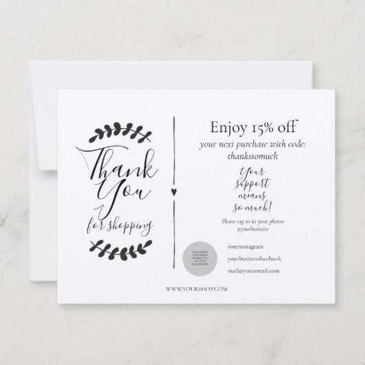 Rustieke Bedankt voor Winkelen Kortingkaart (Voorkant)