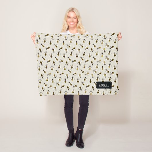 Rustieke Bee Baby Deken met Aangepaste Naam (In situ)
