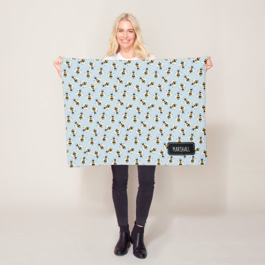 Rustieke Bee Baby Jongensdeken met Aangepaste Naam Fleece Deken (In situ)