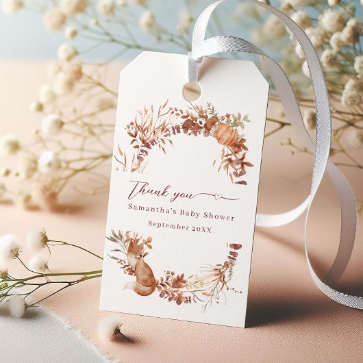 Rustieke Beige Bosvos Bedankt Cadeaulabel