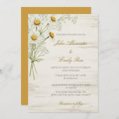 Rustieke Beige bruiloft uitnodiging met Daisy Bloe (Voorkant / Achterkant)