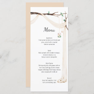 Rustieke Beige Drape Tree Branch Wedding Menu