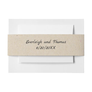Rustieke Beige Faux Kraft Karton Monogramed Belly Uitnodigingen Wikkel