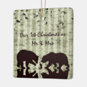 Rustieke Beren, Berkenbomen 1e Kerstmis Mr. & Mrs Keramisch Ornament (Links)