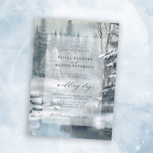 Rustieke berg blauw elegante winter bruiloft kaart