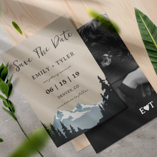 Rustieke berg bosland bos Save The Date Kaart