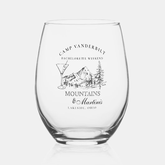 Rustieke Berg Camping Bachelorette Drinkware Set Wijnglas Zonder Voet (Voorkant)