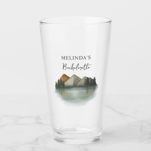 Rustieke Berg & Lake Bachelorette Weekend Glas (Voorkant)