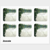 Rustieke berg meer heron bruiloft dank u vierkante sticker (Vel)