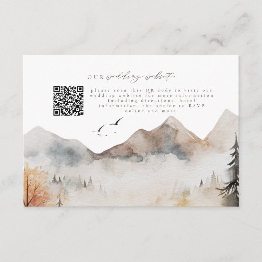Rustieke Berg QR Code Bruiloft Details Kaart (Voorkant)