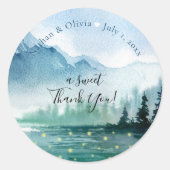 Rustieke berg vuurvliegjes dank u ronde sticker (Voorkant)