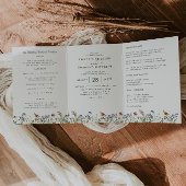 Rustieke Berg Wilde Bloem | Boho Bruiloft Drieluik Uitnodiging