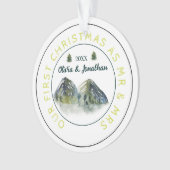 Rustieke bergboom Eerste Kerstmis als Mr & Mrs Ornament (voorkant)