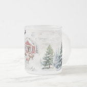 Rustieke Bergbos Kerst Cabine Scène Matglas Koffiemok (Voorkant rechts)