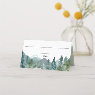 Rustieke bergen bos aquarel plaatskaart