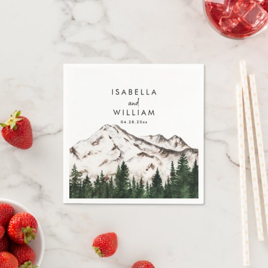 Rustieke bergen bos bruiloft servet (Insitu)