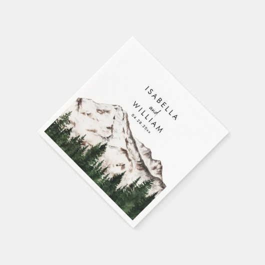 Rustieke bergen bos bruiloft servet (Hoek)