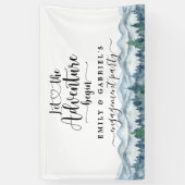 Rustieke bergen bos Waterverf bruiloft banner (Verticaal)