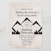 Rustieke bergen en dennenbomen bruiloft uitnodigin kaart (Voorkant / Achterkant)