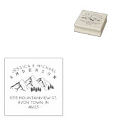 Rustieke bergen getrouwd paar retour adres 	rubberstempel (Gestempeld)