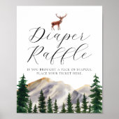 Rustieke bergen Herten Luier Raffle teken Poster (Voorkant)