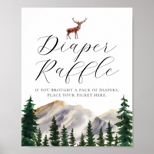 Rustieke bergen Herten Luier Raffle teken Poster (Voorkant)