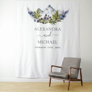 Rustieke Bergen Waterverf Photo Booth Achtergrond Wandkleed