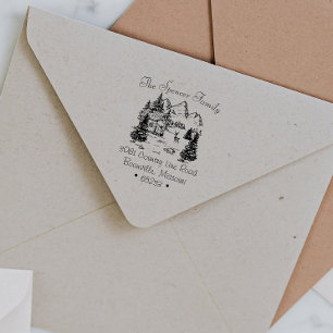 Rustieke berghut schets retouradres zelfinktende stempel