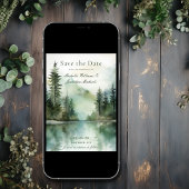 Rustieke bergmeer bos foto trouwdag save the date