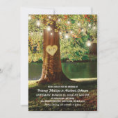 Rustieke bergmeer twinkellichtjes bruiloft kaart (Voorkant)