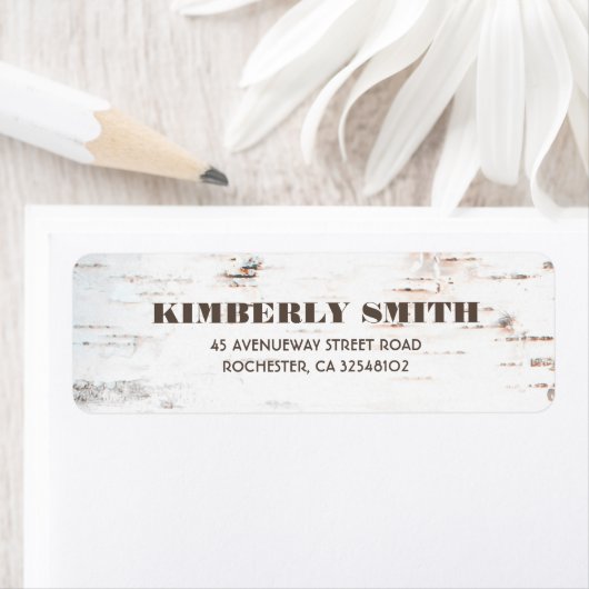 Rustieke berk bast textuur herfst bruiloft etiket (Insitu)