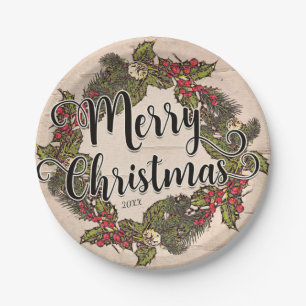  rustieke berk vakantie kerstfeest papieren bordje