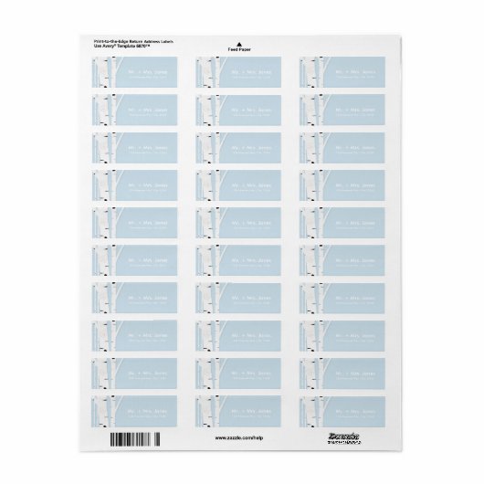 Rustieke berkenboom hart ijsblauw Adresetiketten Etiket (Full Sheet)