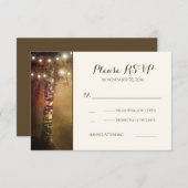 rustieke berkenboom string lichten bruiloft RSVP k (Voorkant / Achterkant)