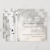 Rustieke Berkenboom Winter Witte bruiloft uitnodig Kaart (Voorkant / Achterkant)