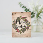 rustieke berkenvakantie Vrolijk kerstfeest Feestdagenkaart (Staand voorkant)